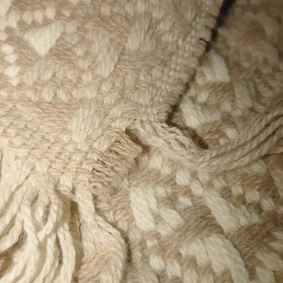 Handmade Vintage Cream Wool Beanie Hat Woven Fringe Scarf Giulia Biondi Italy - Picture 10 of 16